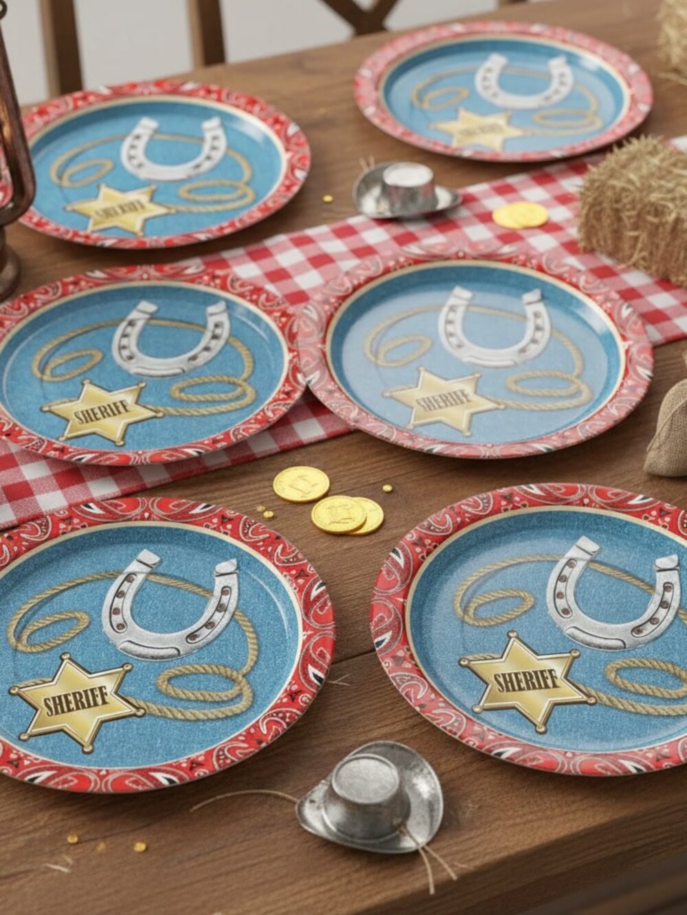 Western Cowboy Party Plates 8ct - Forum Novelties Way Out West Sheriff Horseshoe